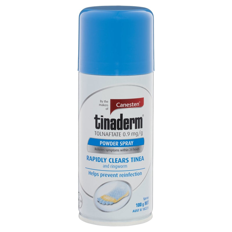 Canesten Tinaderm Powder Spray Tinea and Ringworm Treatment 100g - Vital Pharmacy Supplies