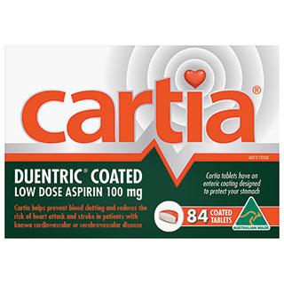 Cartia 100mg Duenteric Coated Tablet 84 Pack - Vital Pharmacy Supplies