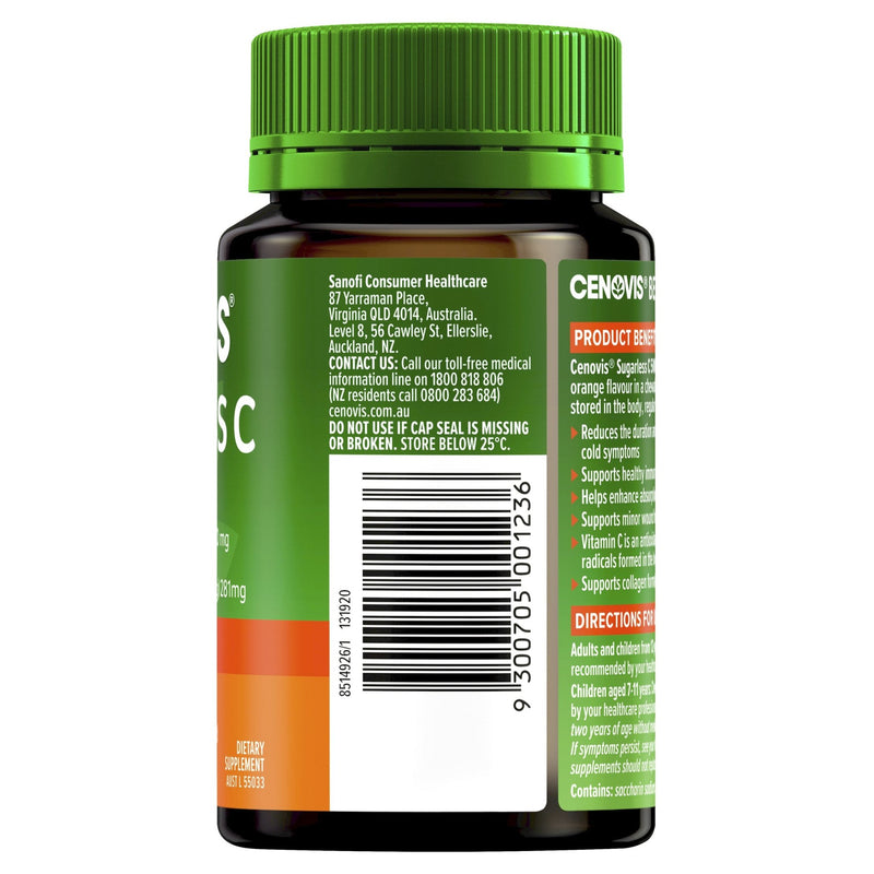 Cenovis Sugarless C 500MG Chewable Tablets 100 Tablets - Vital Pharmacy Supplies