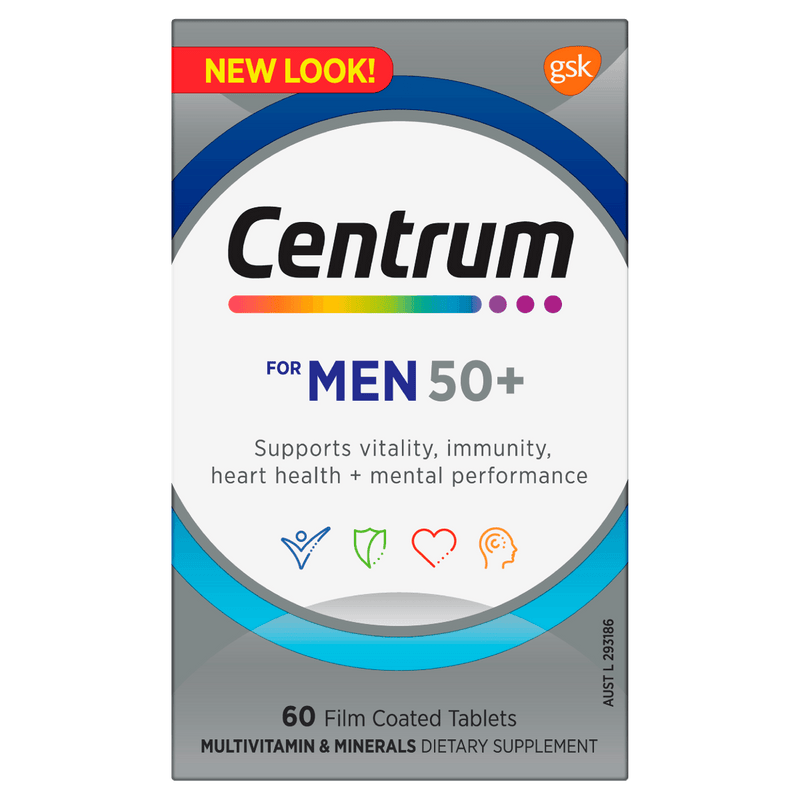 Centrum For Men 50+ 60 Tablets - Vital Pharmacy Supplies