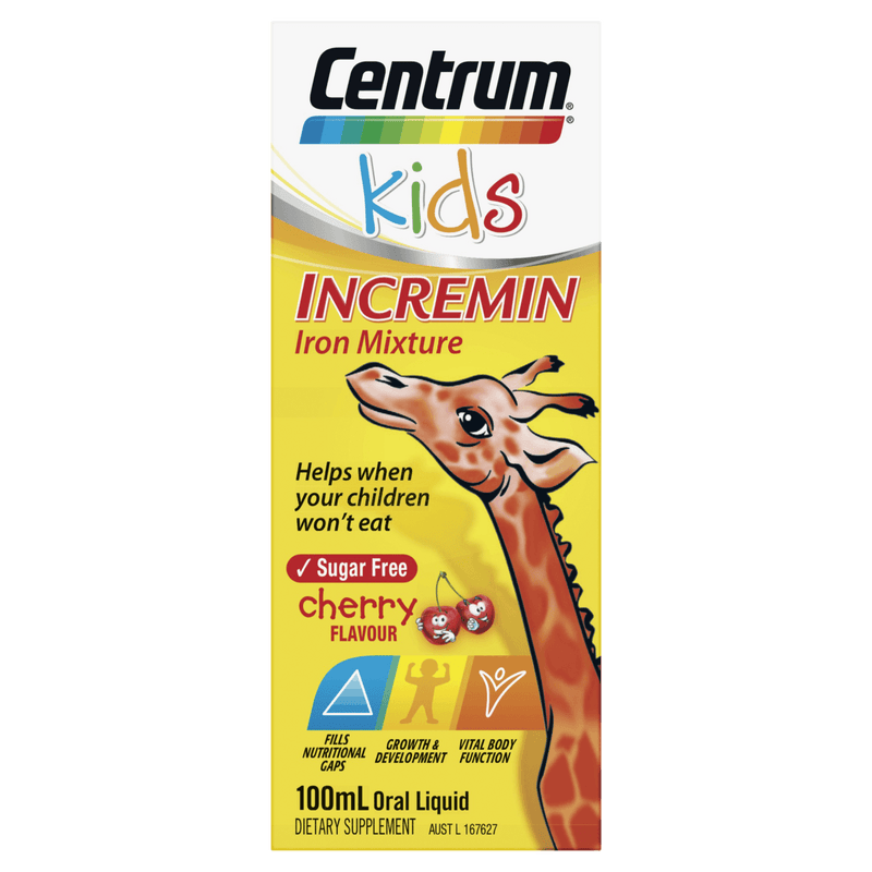 Centrum Kids Incremin Iron Mixture Cherry Oral Liquid 100mL - Vital Pharmacy Supplies
