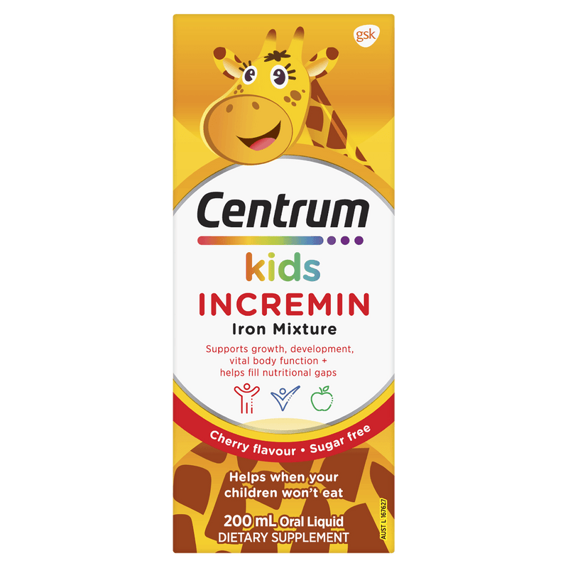 Centrum Kids Incremin Iron Mixture Cherry Oral Liquid 200mL - Vital Pharmacy Supplies