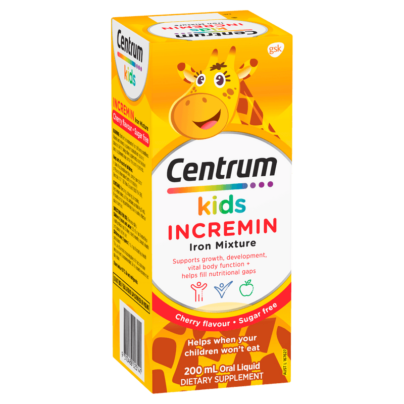 Centrum Kids Incremin Iron Mixture Cherry Oral Liquid 200mL - Vital Pharmacy Supplies