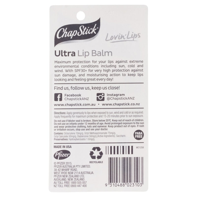 Chapstick Lip Balm Ultra SPF 30+ 4.2g - Vital Pharmacy Supplies
