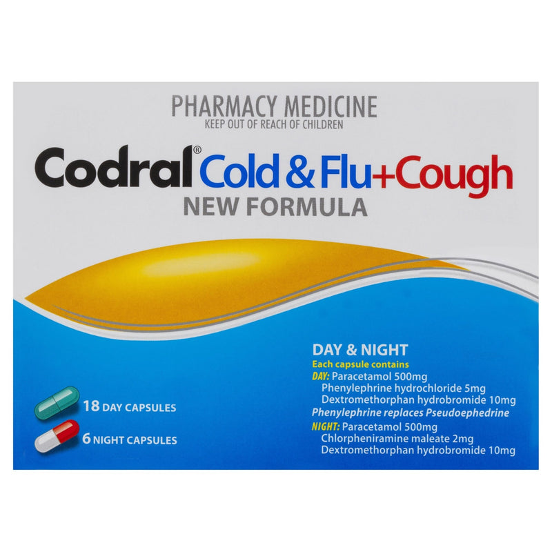 CODRAL Cold & Flu + Cough 24 Capsules - Vital Pharmacy Supplies