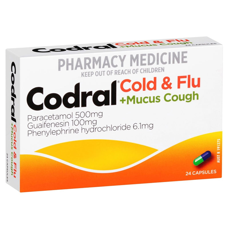 Codral Cold & Flu + Mucus Cough 24 Capsules - Vital Pharmacy Supplies
