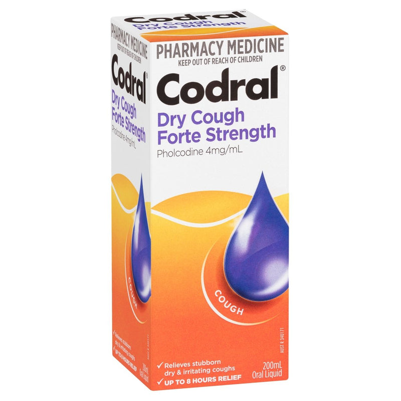 Codral Dry Cough Forte Strength Peach 200mL - Vital Pharmacy Supplies