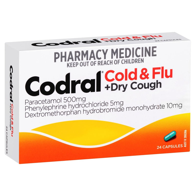 Codral PE Cold & Flu + Dry Cough 24 Capsules - Vital Pharmacy Supplies