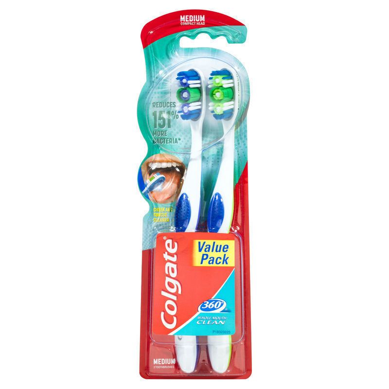 Colgate 360° Whole Mouth Clean Medium Toothbrush Value 2 Pack - Vital Pharmacy Supplies
