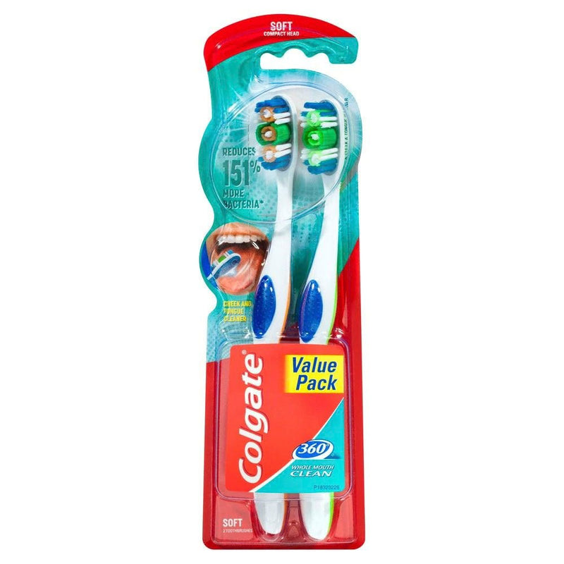 Colgate 360° Whole Mouth Clean Soft Toothbrush Value 2 Pack - Vital Pharmacy Supplies