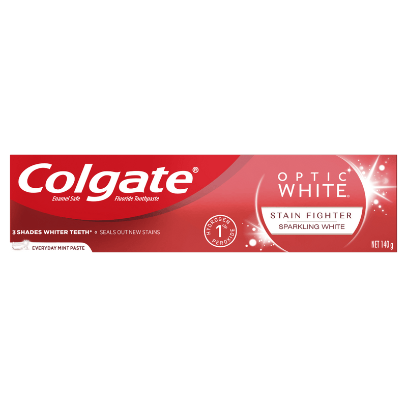 Colgate Optic White Stain Fighter Sparkling White Toothpaste 140g - Vital Pharmacy Supplies