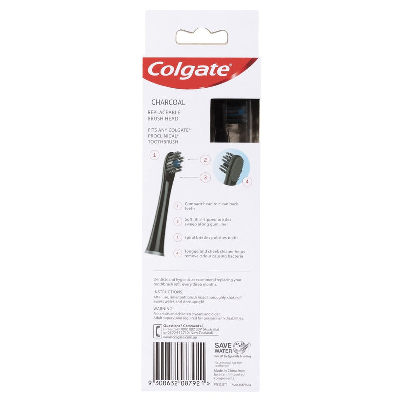 Colgate ProClinical Charcoal Electric Toothbrush Head Refills 2 Pack - Vital Pharmacy Supplies