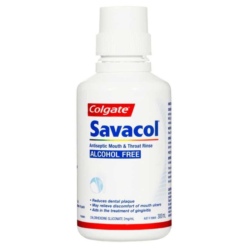 Colgate Savacol Antiseptic Mouth & Throat Rinse Alcohol Free 300mL - Vital Pharmacy Supplies