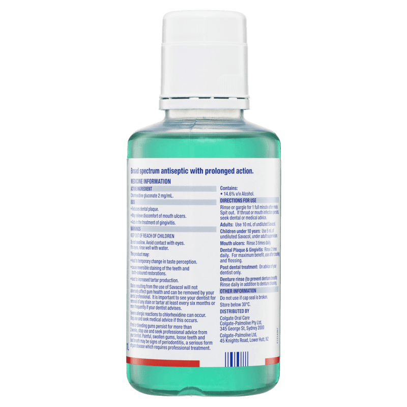 Colgate Savacol Antiseptic Mouth & Throat Rinse Mint 300mL - Vital Pharmacy Supplies