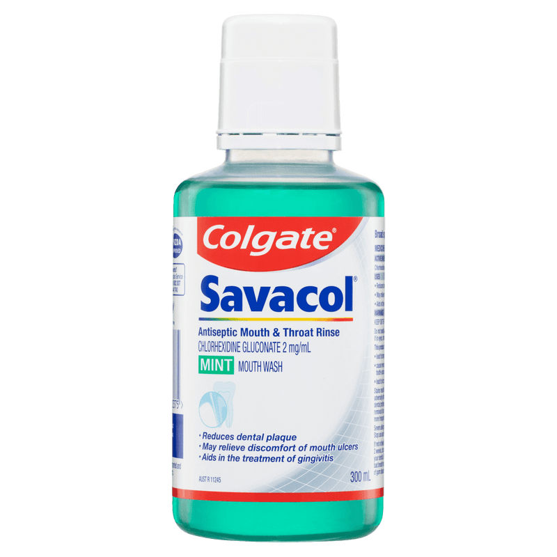 Colgate Savacol Antiseptic Mouth & Throat Rinse Mint 300mL - Vital Pharmacy Supplies