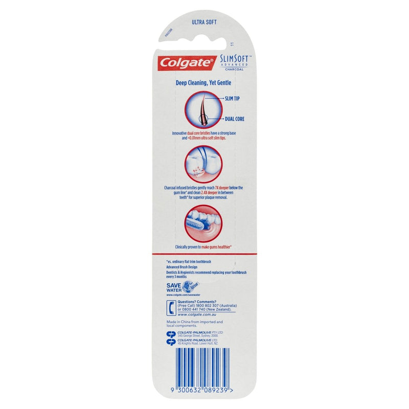 Colgate SlimSoft Advanced Charcoal Toothbrush 1 Pack - Vital Pharmacy Supplies