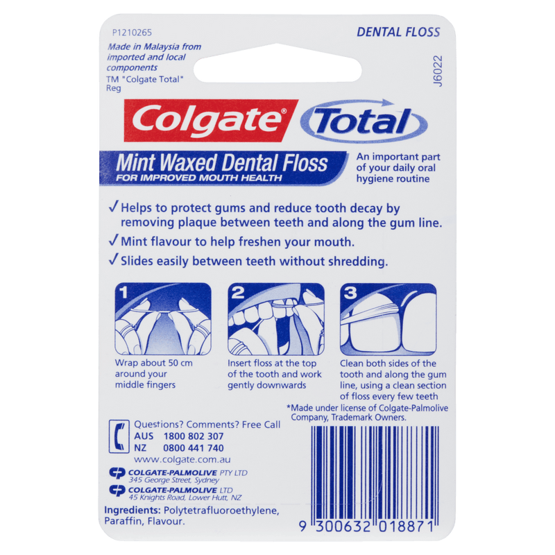 Colgate Total Mint Waxed Dental Floss 25m - Vital Pharmacy Supplies