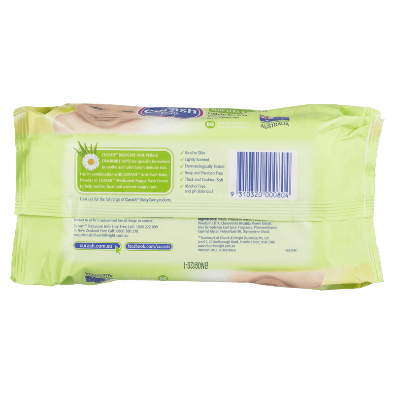 Curash Aloe Vera & Chamomile Baby Wipes 80 Pack - Vital Pharmacy Supplies