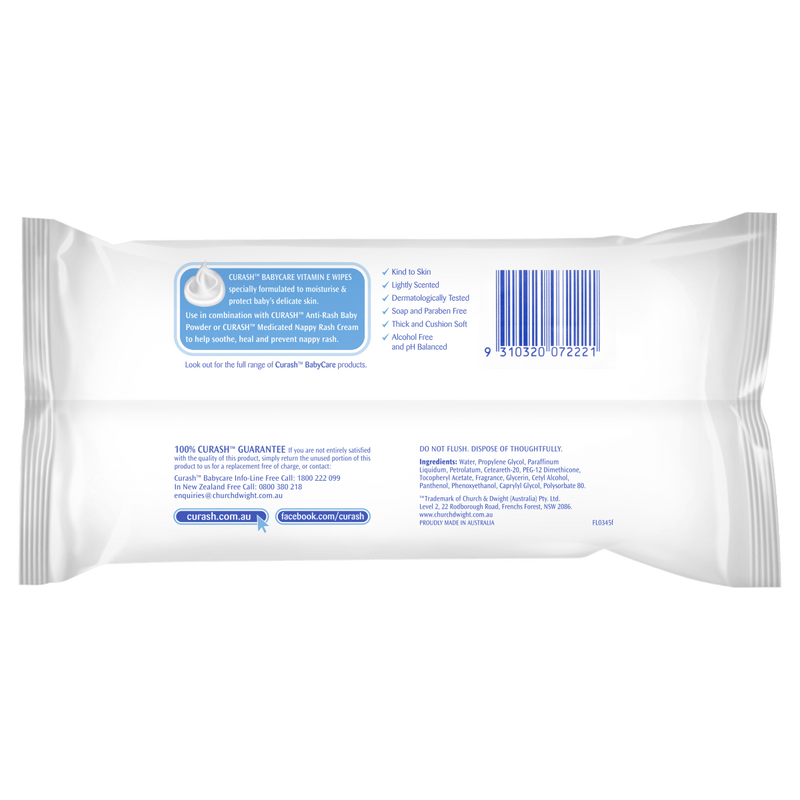 Curash Vitamin E Baby Wipes 80 Pack - Vital Pharmacy Supplies