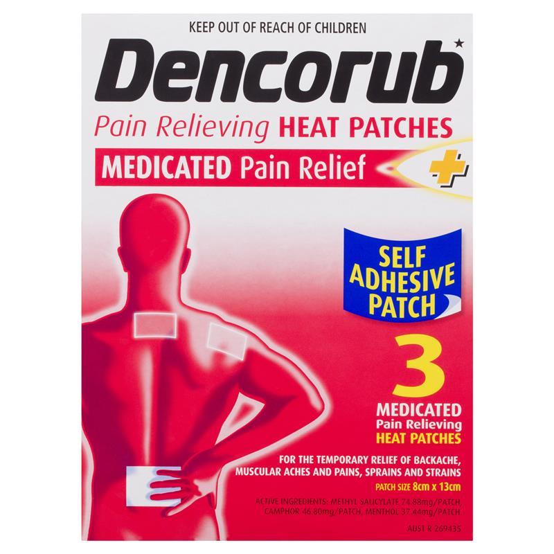 Dencorub Self Adhesive Heat Patches 3 Pack - Vital Pharmacy Supplies