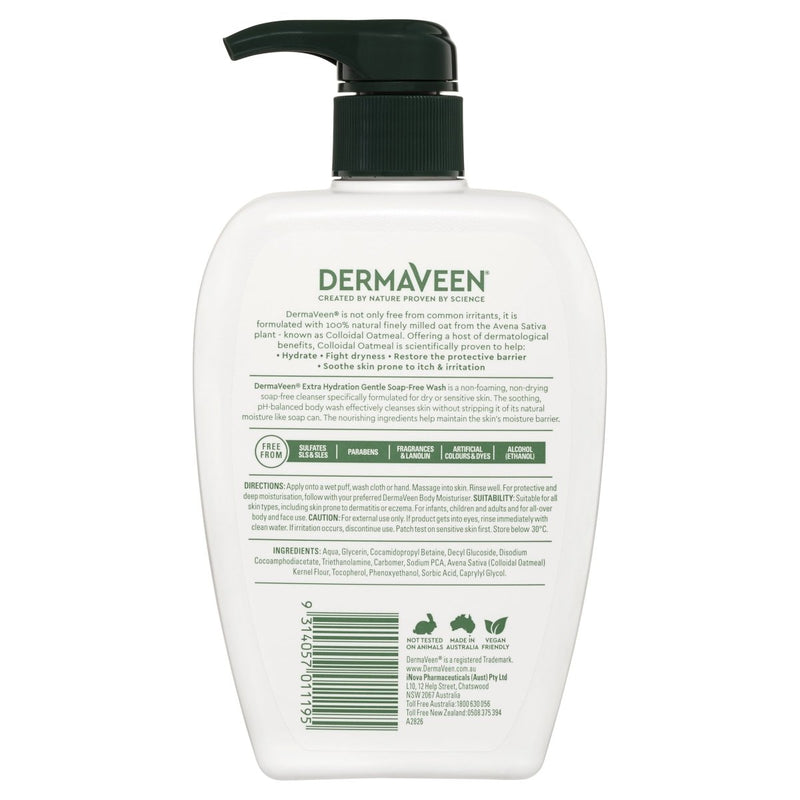 DermaVeen Extra Hydration Gentle Soap-Free Wash 500mL - Vital Pharmacy Supplies