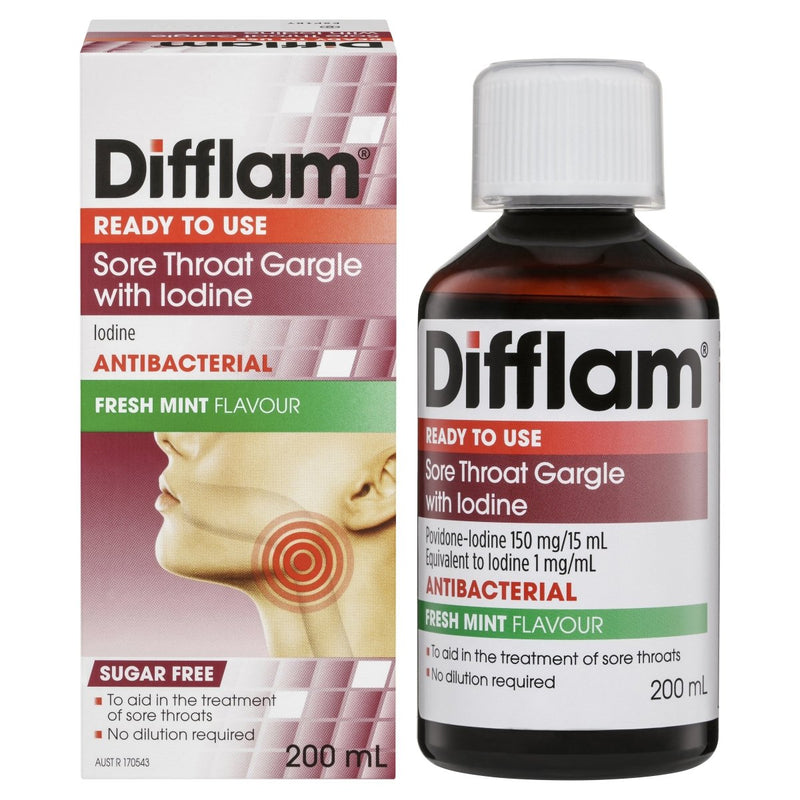 Difflam Throat Gargle With Iodine 200mL - Vital Pharmacy Supplies