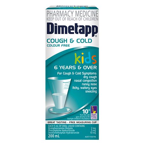 Dimetapp Kids Cough & Cold Colour Free 200mL - Vital Pharmacy Supplies