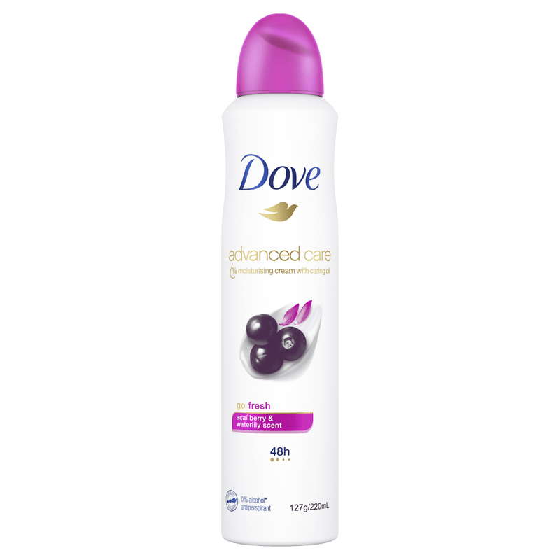 Dove Advanced Care Go Fresh Acai Berry & Waterlily Aerosol Deodorant 220mL - Vital Pharmacy Supplies