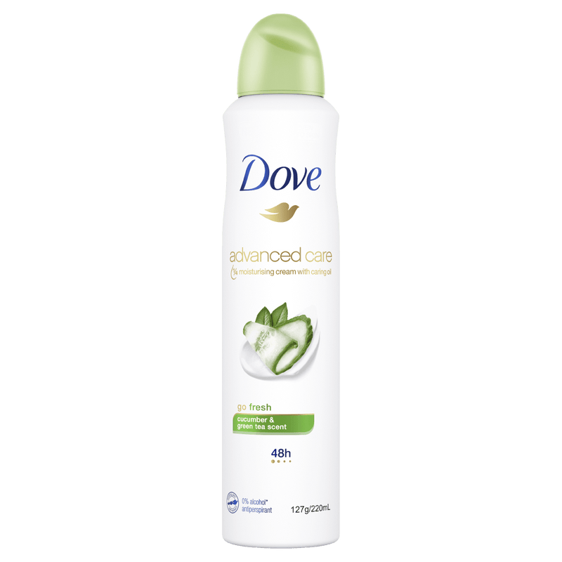 Dove Advanced Care Go Fresh Cucumber & Green Tea Aerosol Deodorant 220mL - Vital Pharmacy Supplies