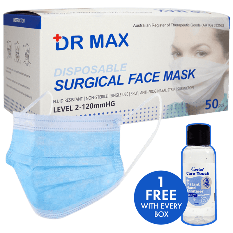Dr Max TGA Registered 3 Ply Surgical Masks 50 Pack - Vital Pharmacy Supplies