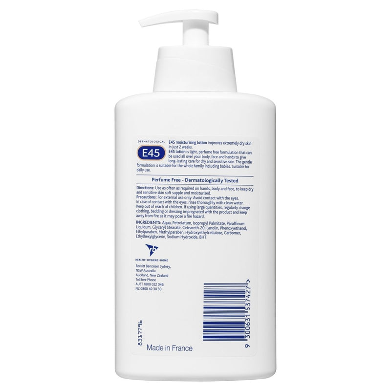 E45 Moisturising Lotion for Dry and Sensitive Skin 500mL - Vital Pharmacy Supplies
