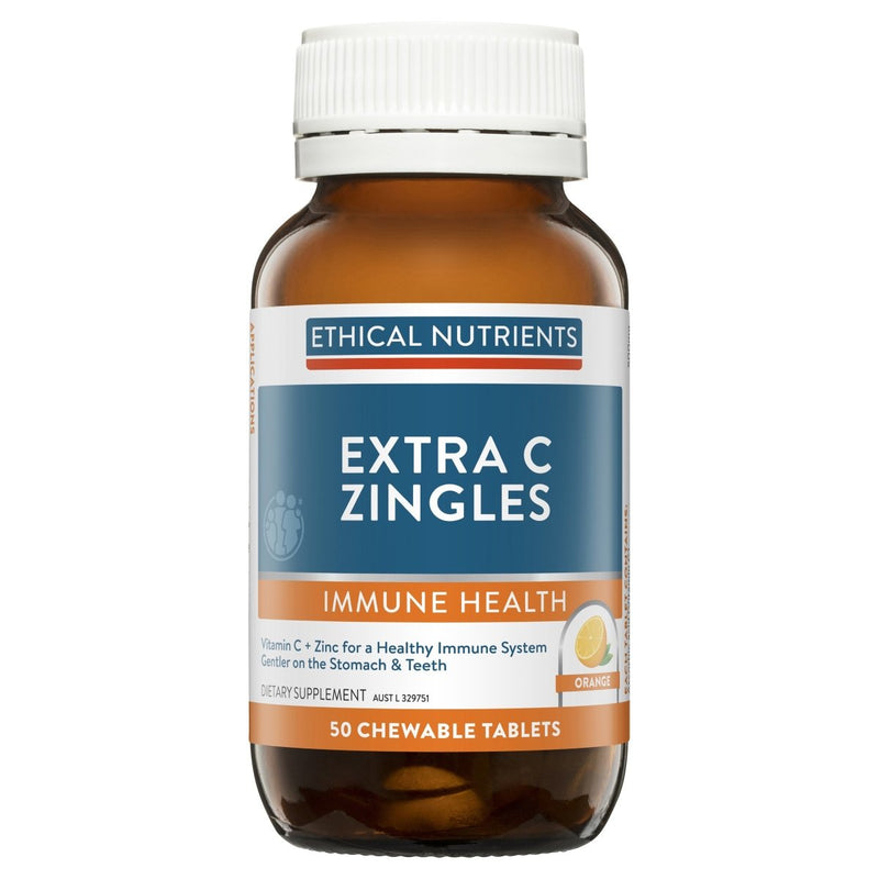Ethical Nutrients Immuzorb Extra C Zingles Orange 50 Chewable Tablets - Vital Pharmacy Supplies