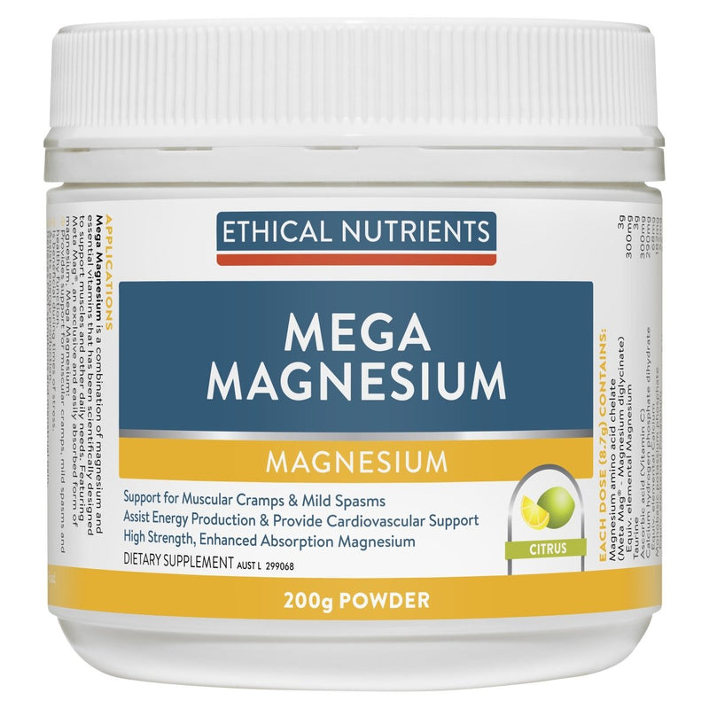 Ethical Nutrients Megazorb Mega Magnesium Powder Citrus 200g - Vital Pharmacy Supplies