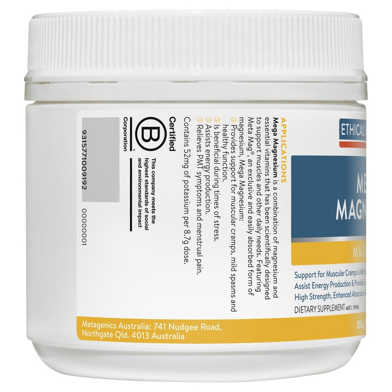 Ethical Nutrients Megazorb Mega Magnesium Powder Citrus 200g - Vital Pharmacy Supplies