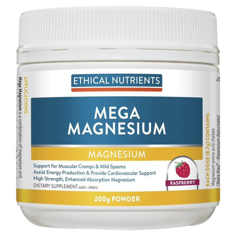 Ethical Nutrients Megazorb Mega Magnesium Powder Raspberry 200g - Vital Pharmacy Supplies