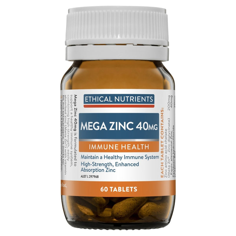 Ethical Nutrients Megazorb Mega Zinc 40mg 60 Tablets - Vital Pharmacy Supplies