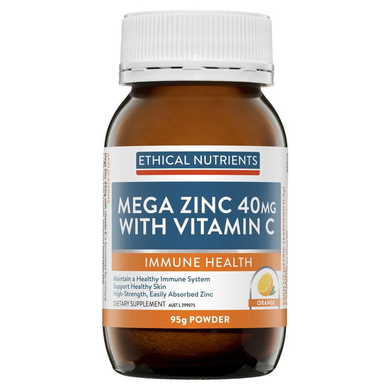 Ethical Nutrients Megazorb Mega Zinc 40mg Vitamin C Orange 95g - Vital Pharmacy Supplies