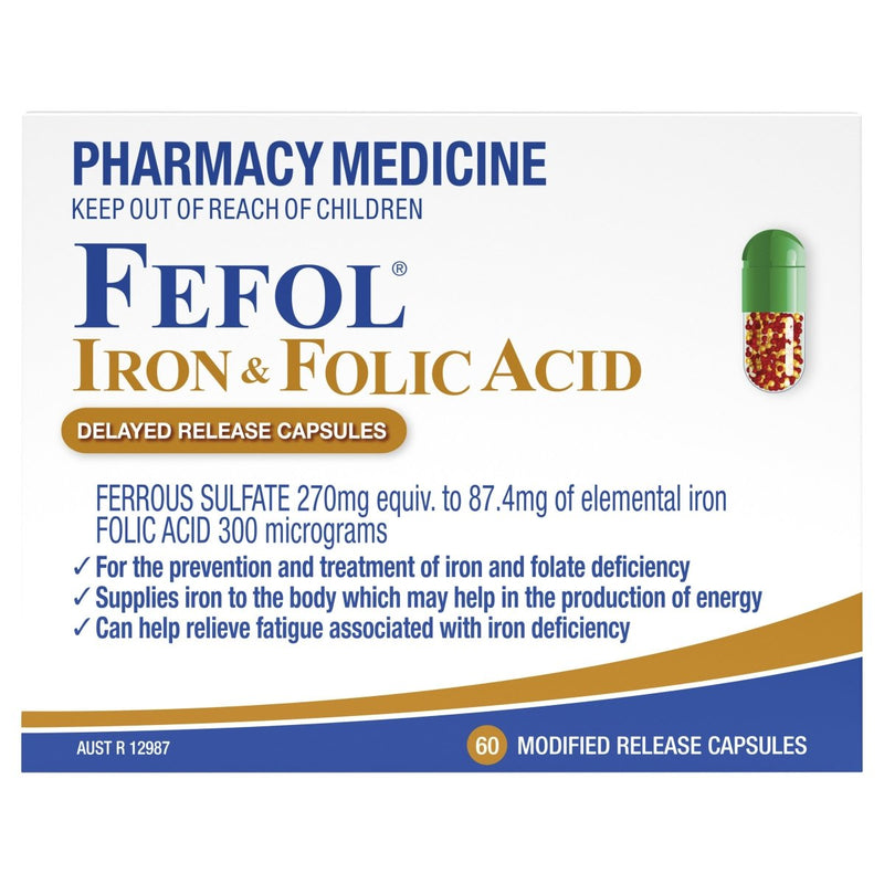 Fefol Iron & Folic Acid 60 Capsules - Vital Pharmacy Supplies