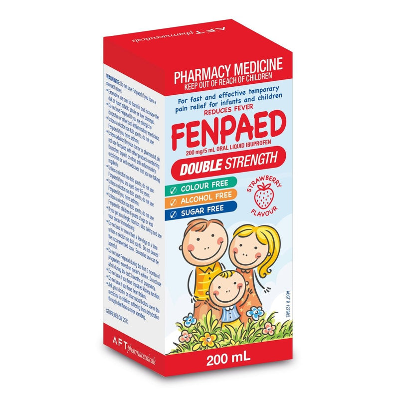 Fenpaed Double Strength Oral Liquid Ibufropen Strawberry Flavour 200mL - Vital Pharmacy Supplies