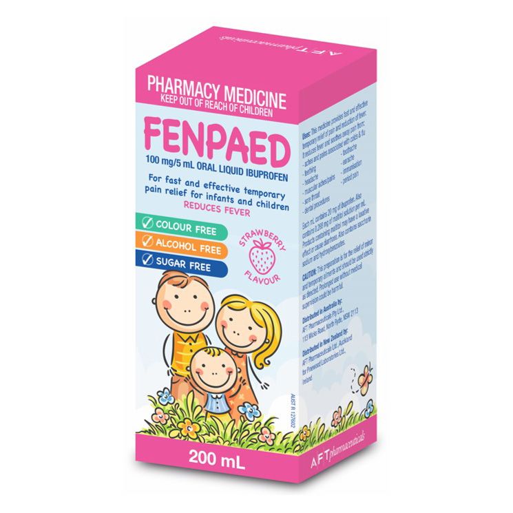 Fenpaed Oral Liquid Ibufropen Strawberry Flavour 200mL - Vital Pharmacy Supplies