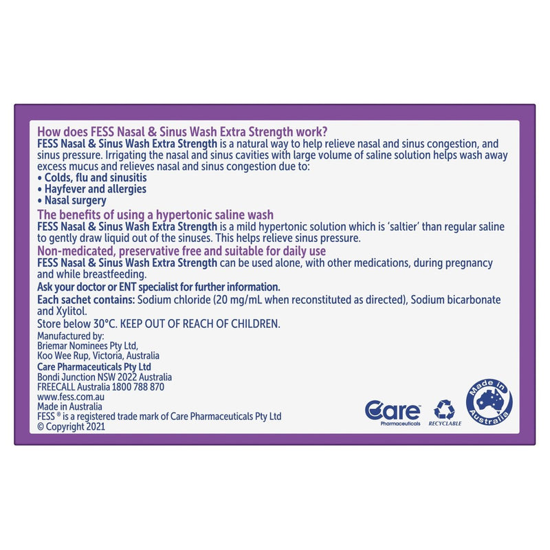 FESS Sinu-Cleanse Deep Cleansing Wash Sachets 24 Pack - Vital Pharmacy Supplies