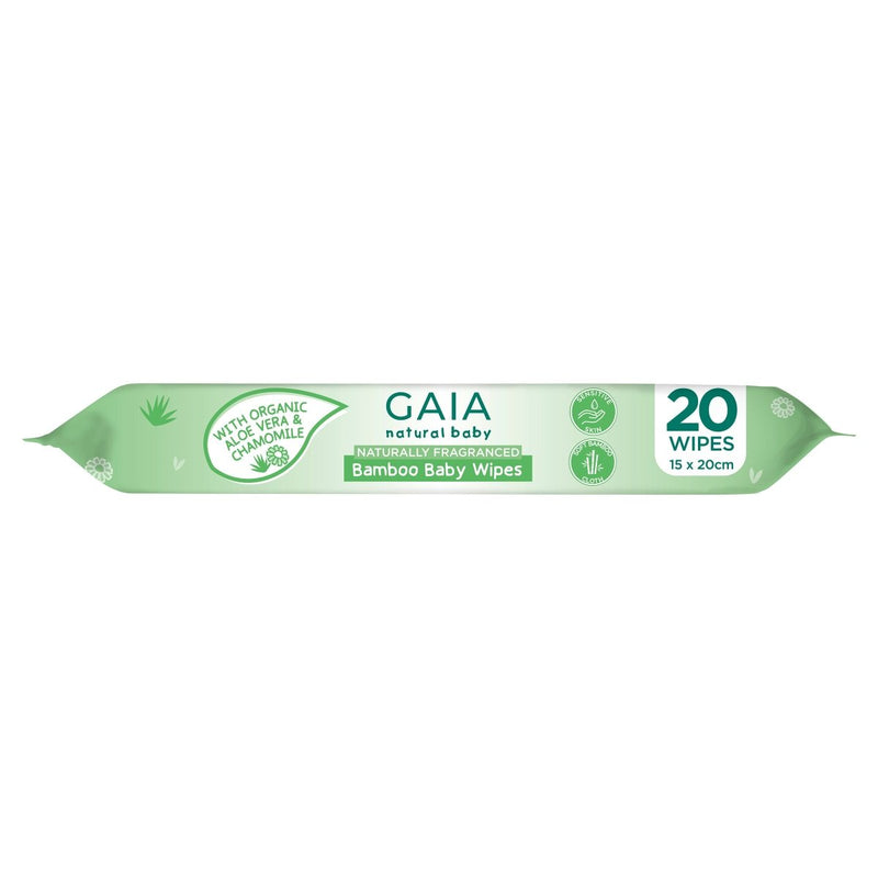 Gaia Natural Baby Bamboo Baby Wipes 20 Pack - Vital Pharmacy Supplies