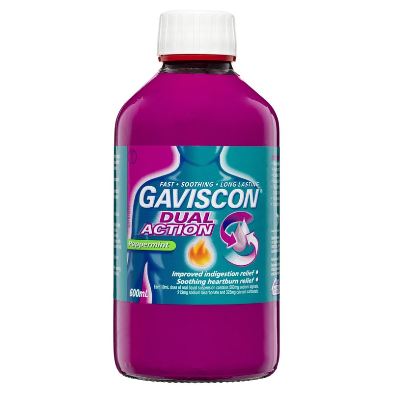 Gaviscon Dual Action Heartburn & Indigestion Relief Liquid Peppermint 600mL - Vital Pharmacy Supplies