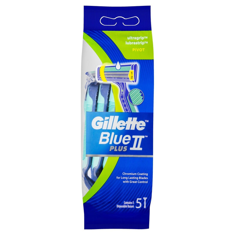 Gillette Blue Plus II Disposable Shaving Razor 5 Pack - Vital Pharmacy Supplies