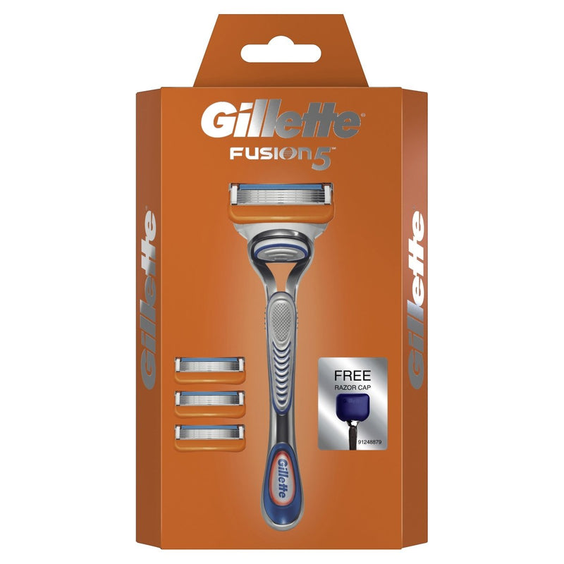 Gillette Fusion 5 Starter Pack Razor + 3 Blades & FREE Razor Cap - Vital Pharmacy Supplies