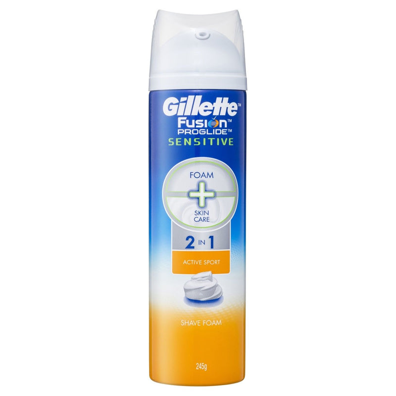 Gillette Fusion Proglide Sensitive Shaving Foam Active Sport 245g - Vital Pharmacy Supplies