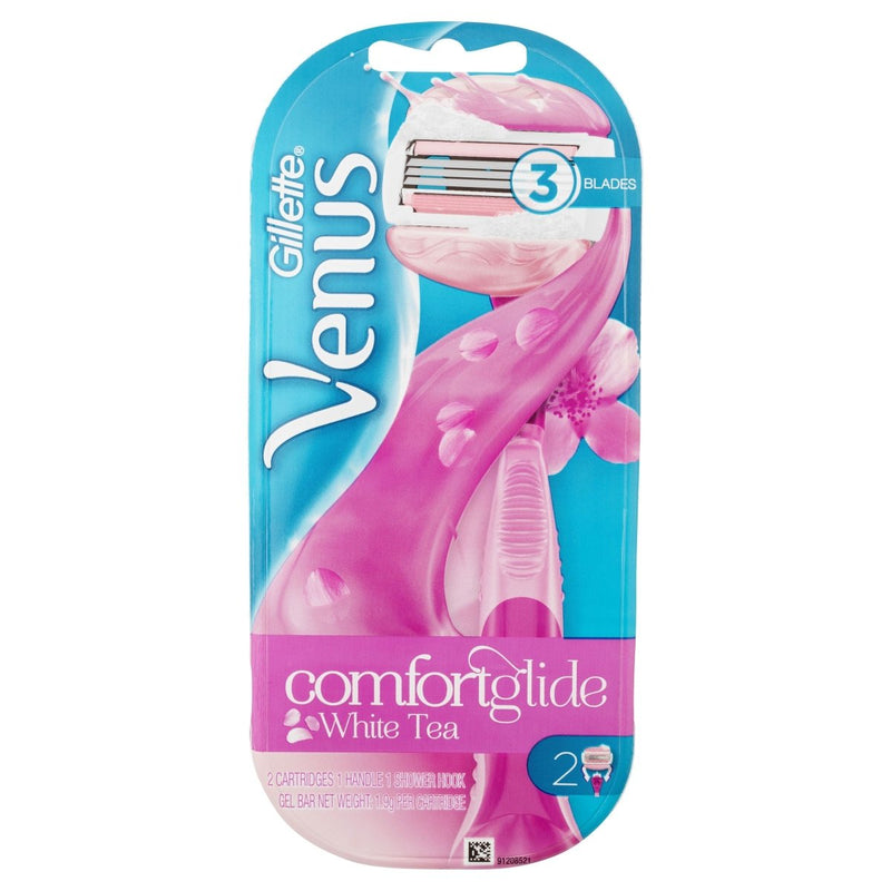 Gillette Venus ComfortGlide White Tea Women's Razor Handle + 2 Blade Refills - Vital Pharmacy Supplies