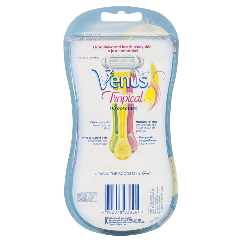 Gillette Venus Tropical Women's Disposable Razor 3 Count - Vital Pharmacy Supplies