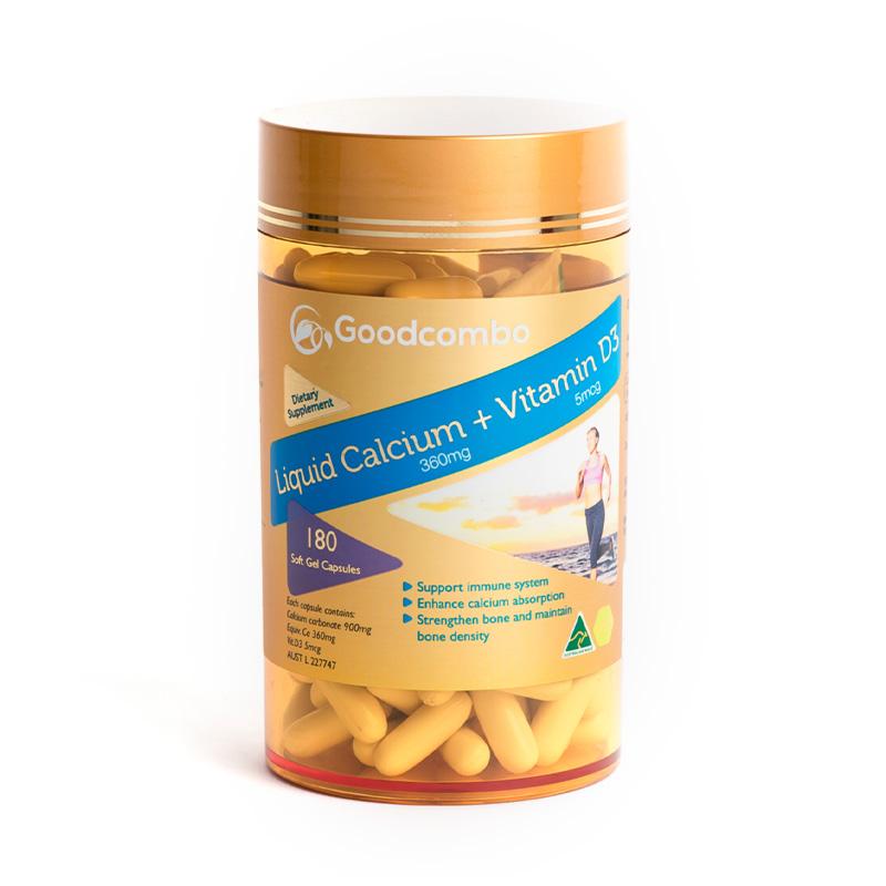 Goodcombo Liquid Calcium + Vitamin D3 180 Soft Gel Capsules - Vital Pharmacy Supplies