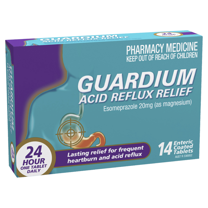 Guardium Acid Reflux Relief Esomeprazole 20mg 14 Tablets - Vital Pharmacy Supplies